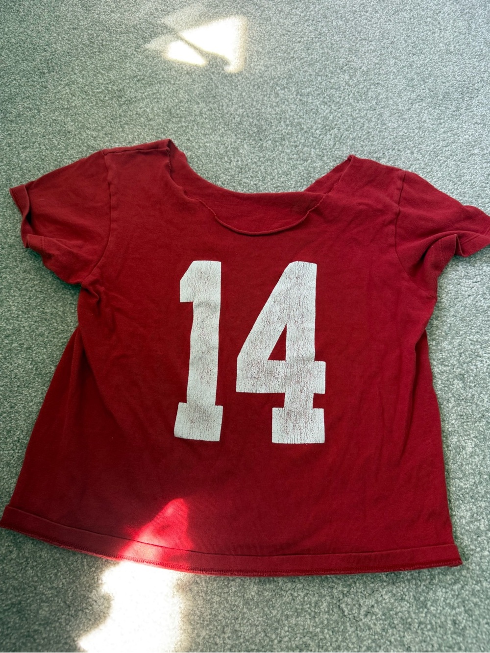 Women Red Number 14 Tee - Casual Short Sleeve Top